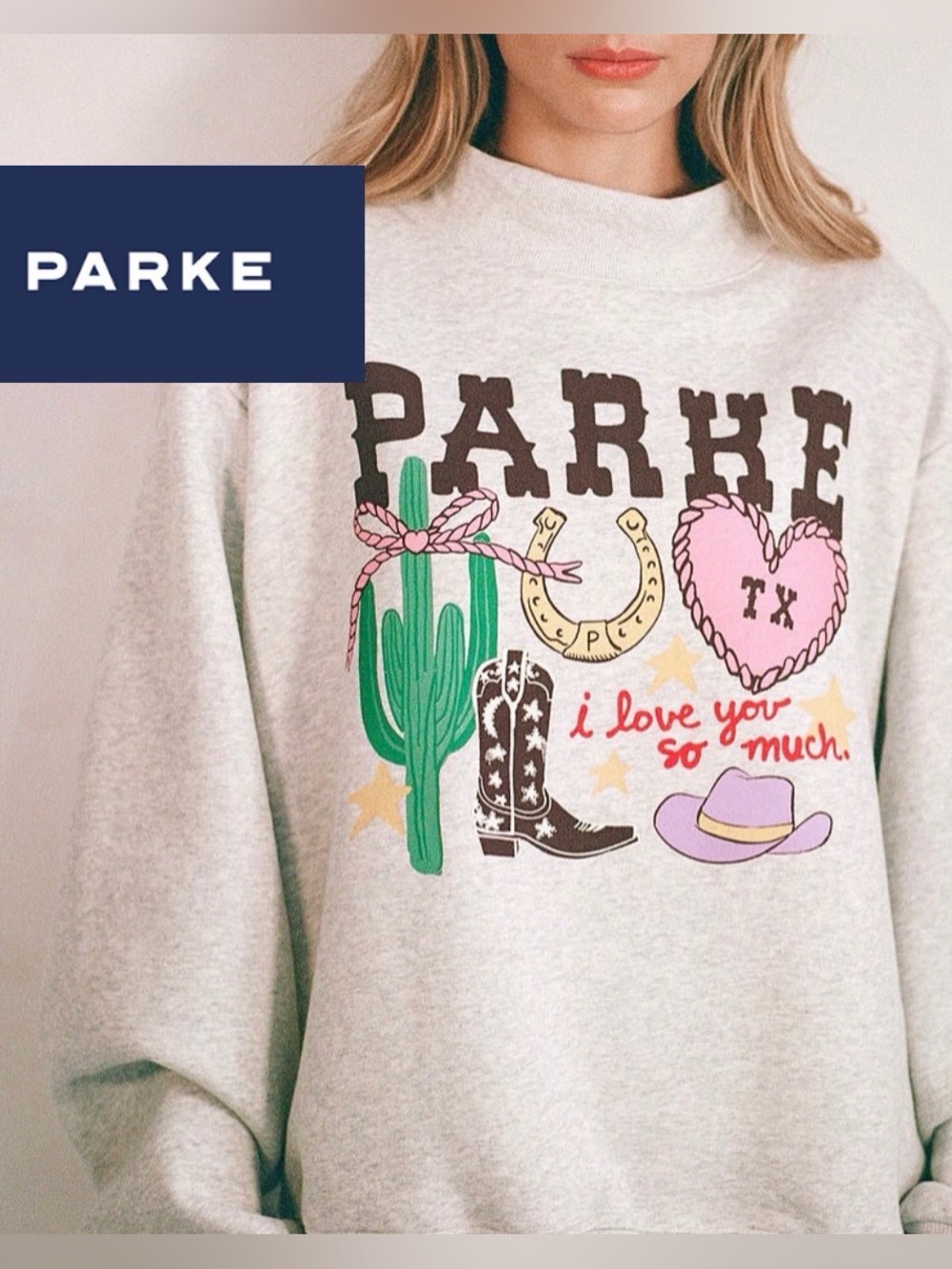 PARKE Texas Graphic Mockneck XXL NWT Cities Collection